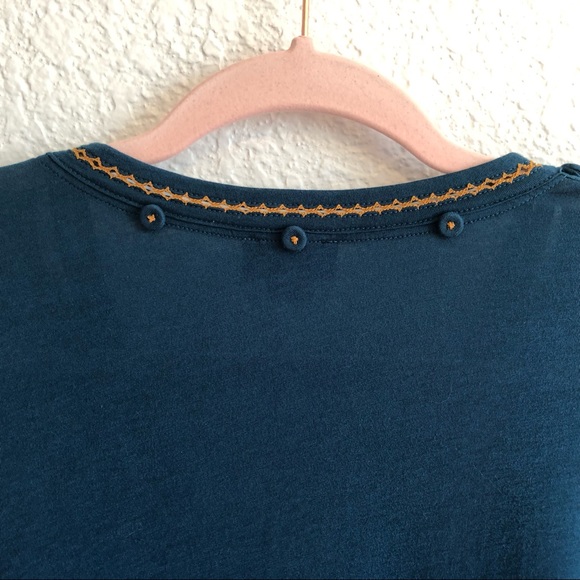 ANTHROPOLOGIE DELETTA Short Bell Sleeved Teal Top - Picture 8 of 8